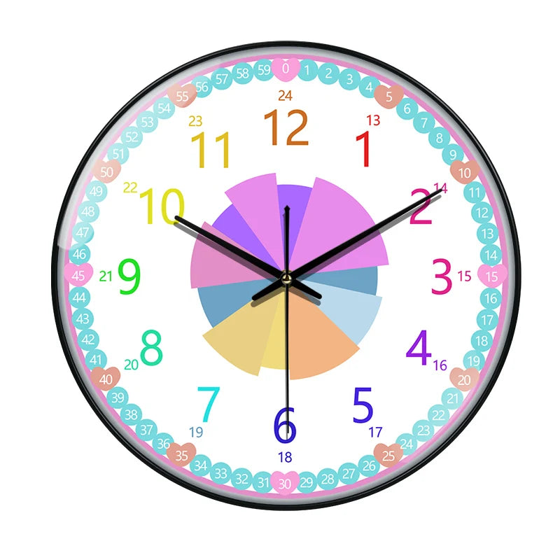 Horloge Murale Éducative Enfant Cartoon Colorée Apprentissage
