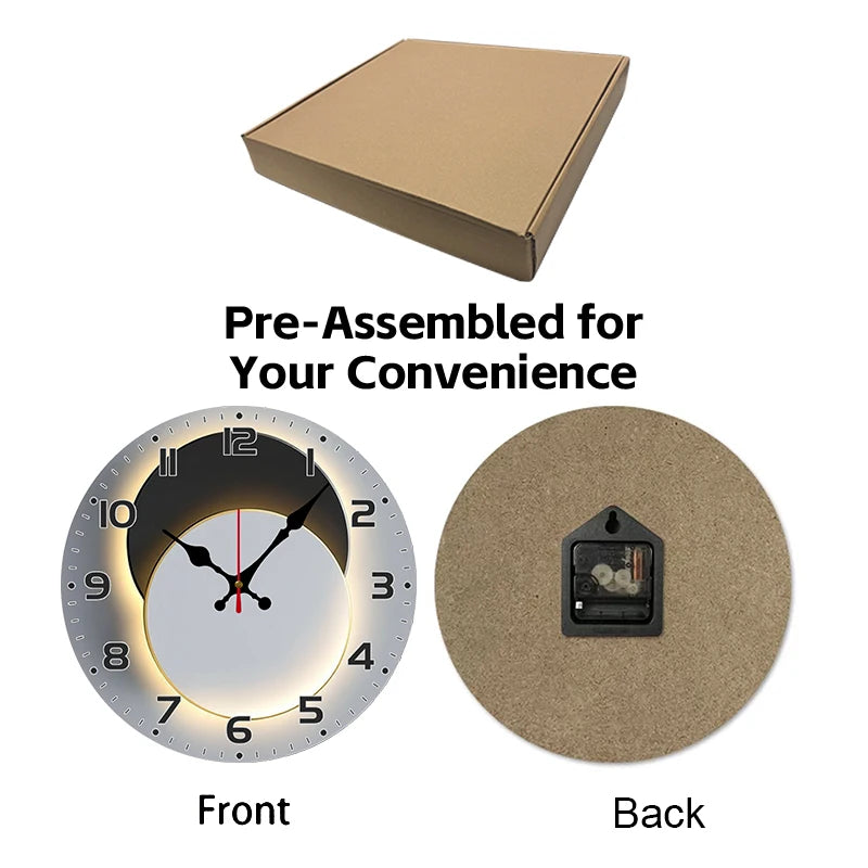 Horloge Mural Bois Ronde Phases Lune Silencieuse Décor