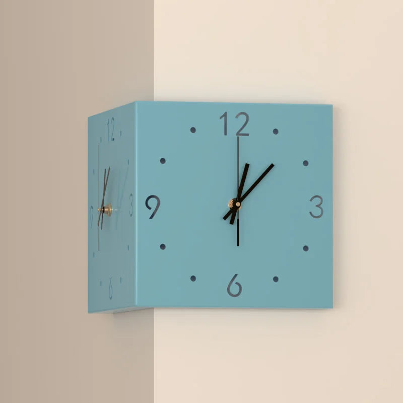 Horloge Mural d'Angle Minimaliste Silencieuse Double-Face