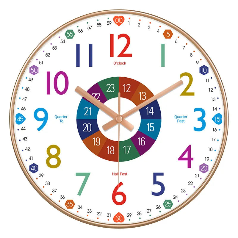 Horloge Murale Éducative Enfant Chiffres Colorés Apprentissage Heure