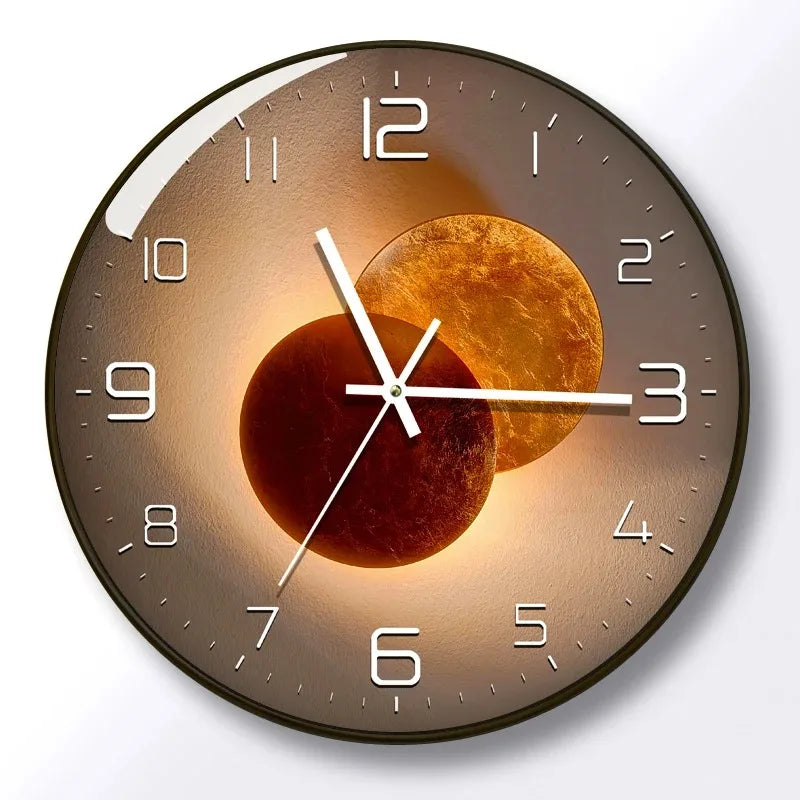 Horloge Murale Salon Silencieuse Ultra-Mince Design Noir