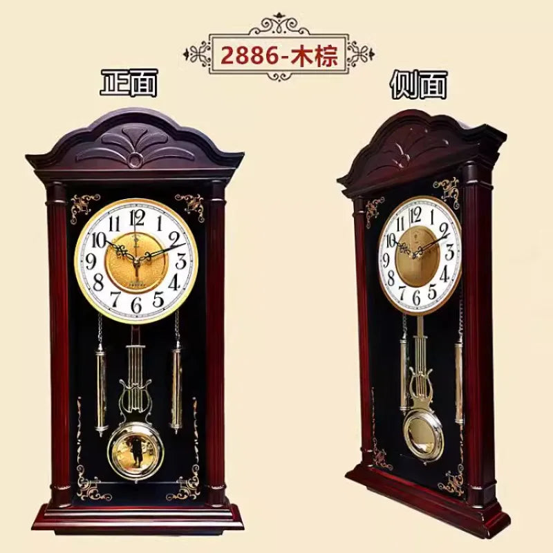 Horloge Mural Vintage Bois Pendule Silencieuse