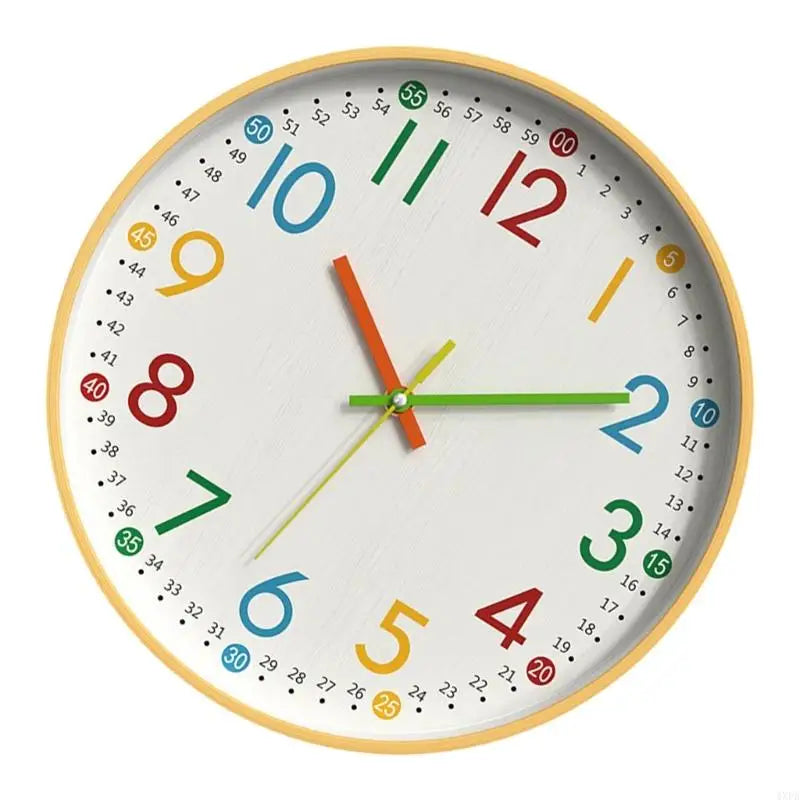Horloge Mural Colorée Chiffres Facile à Lire Silencieuse Déco