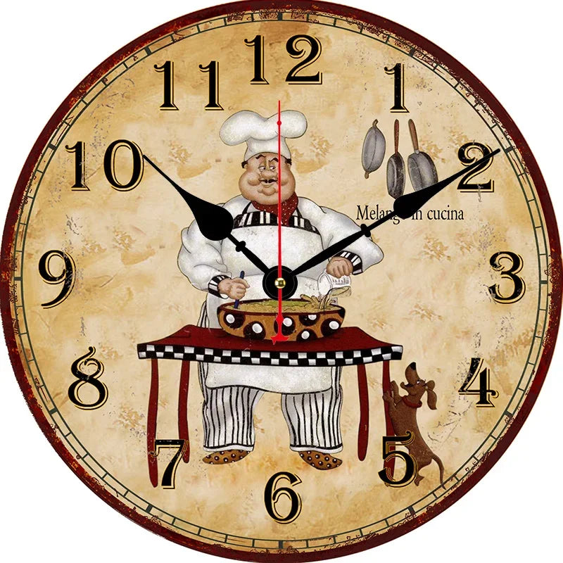 Horloge Murale Chef Boulanger Vintage Cuisine Décoration