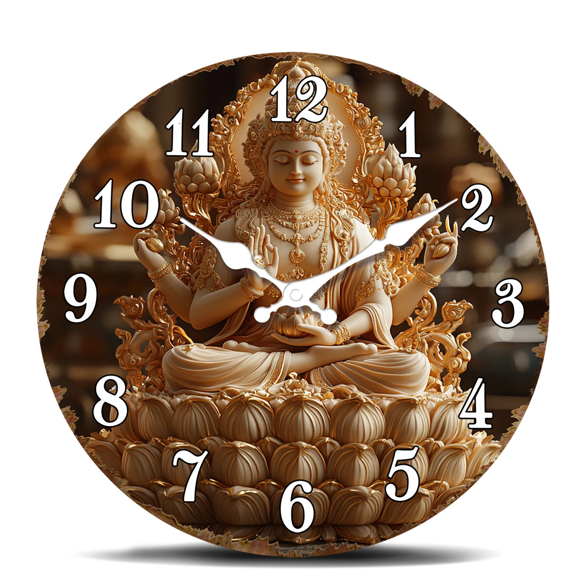 Horloge Murale Bouddha Doré Vintage Silencieuse Méditation