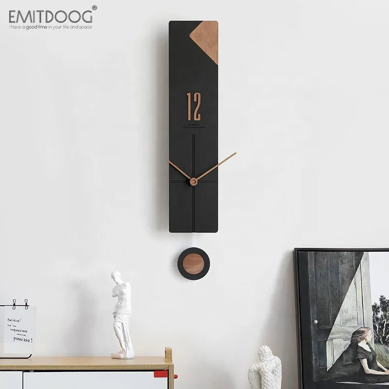 Horloge Mural Pendule Noire Moderne Bois Chambre