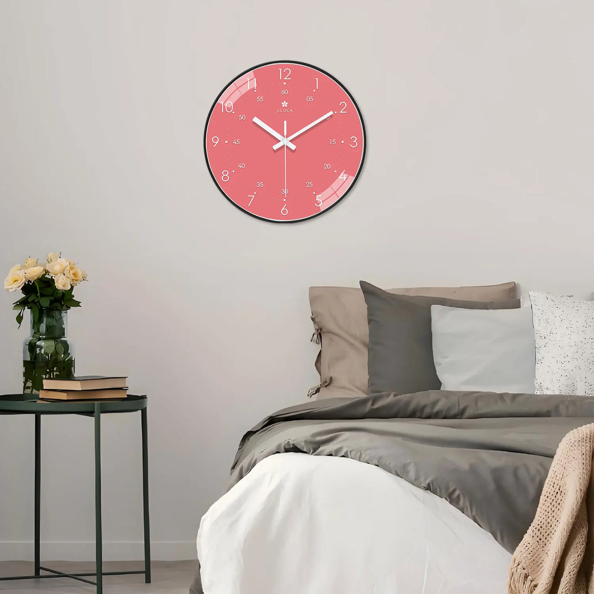 Horloge Murale Rose Mignonne Silencieuse Chambre Cadeau