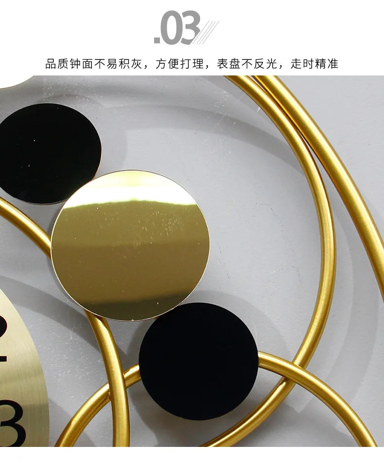 Horloge Mural Grande Fer Forgé Planète Luxe Silencieuse