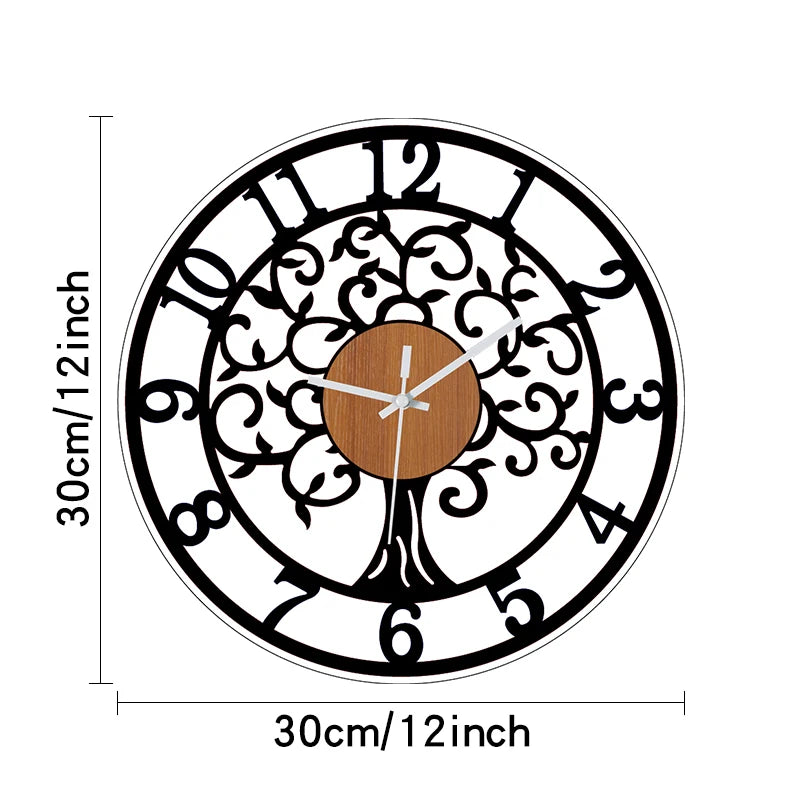 Horloge Mural Ronde Rétro Européenne Silencieuse Décorative