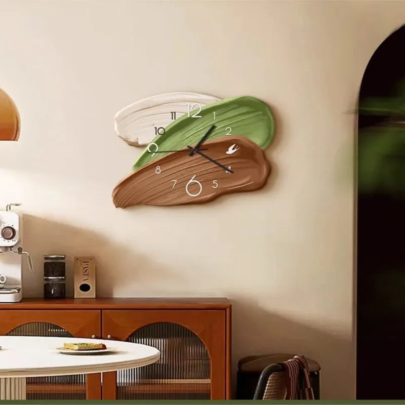 Horloge Murale Rétro Ancien Abstraite Verte Salon Déco