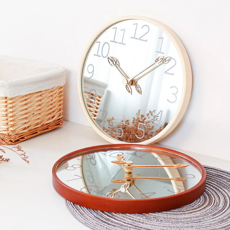 Horloge Mural Miroir Feuille Adhésive Silencieuse Moderne