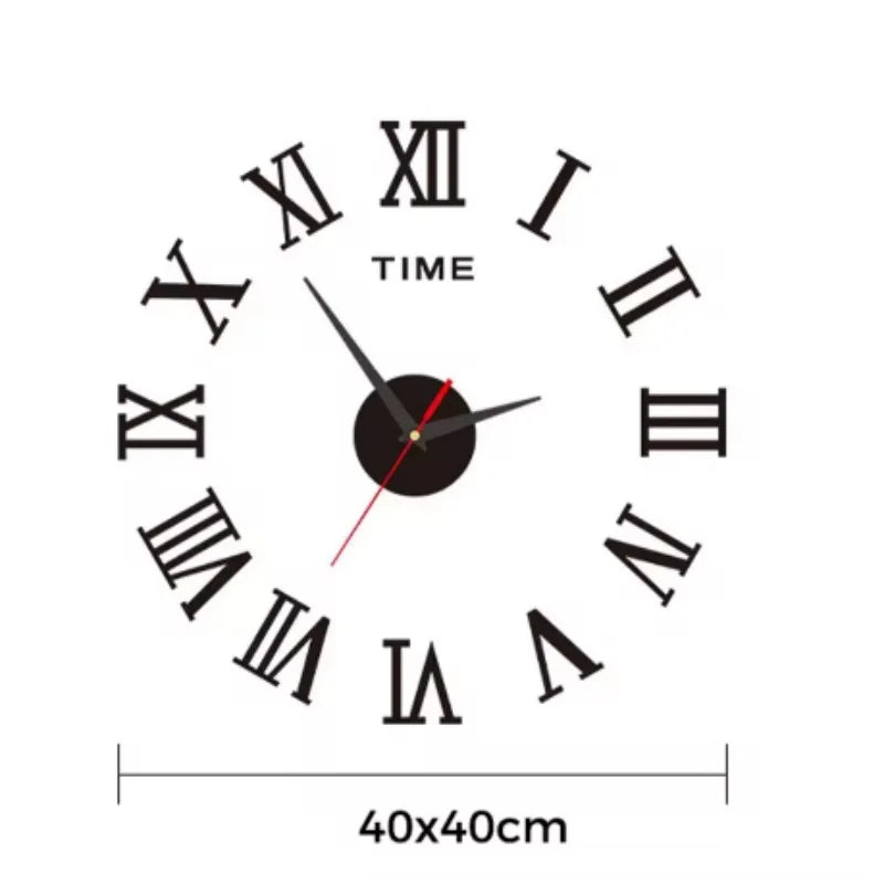 Horloge Mural 3D Acrylique Miroir DIY Géante Romaine