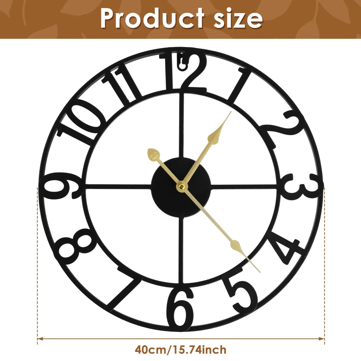 Horloge Murale Vintage Rustique Fer Silencieuse Déco