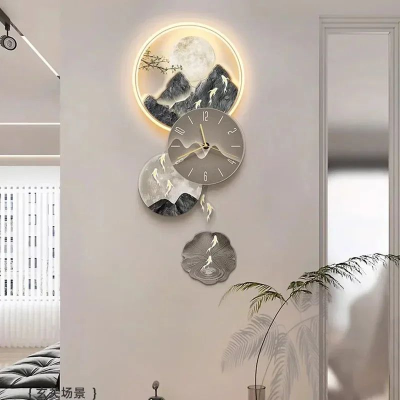 Horloge Mural LED Moderne Luxe Salon Esthétique