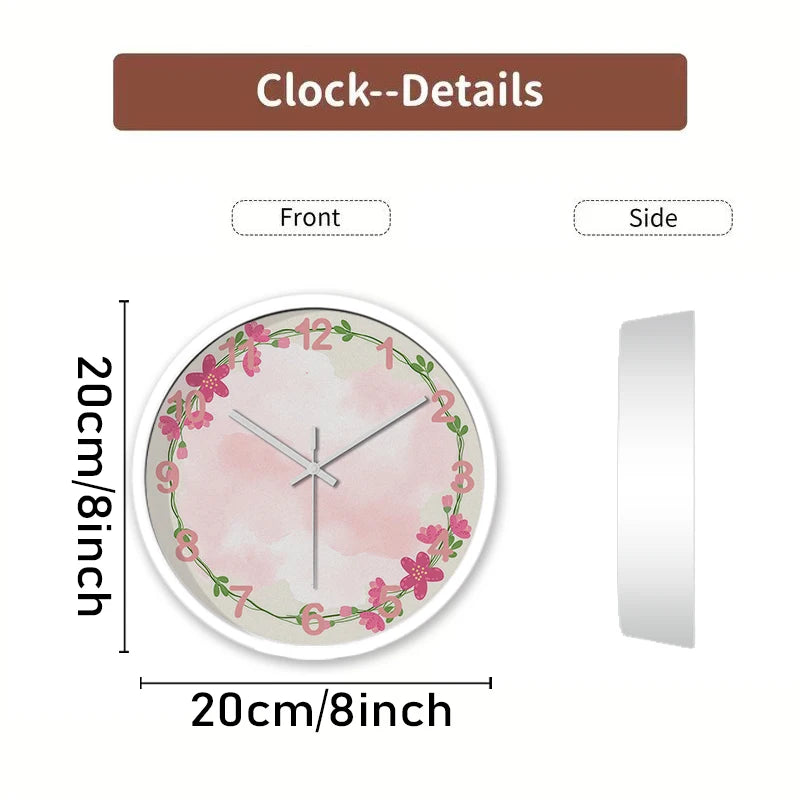 Horloge Murale Cartoon Rose Silencieuse Pour Enfants