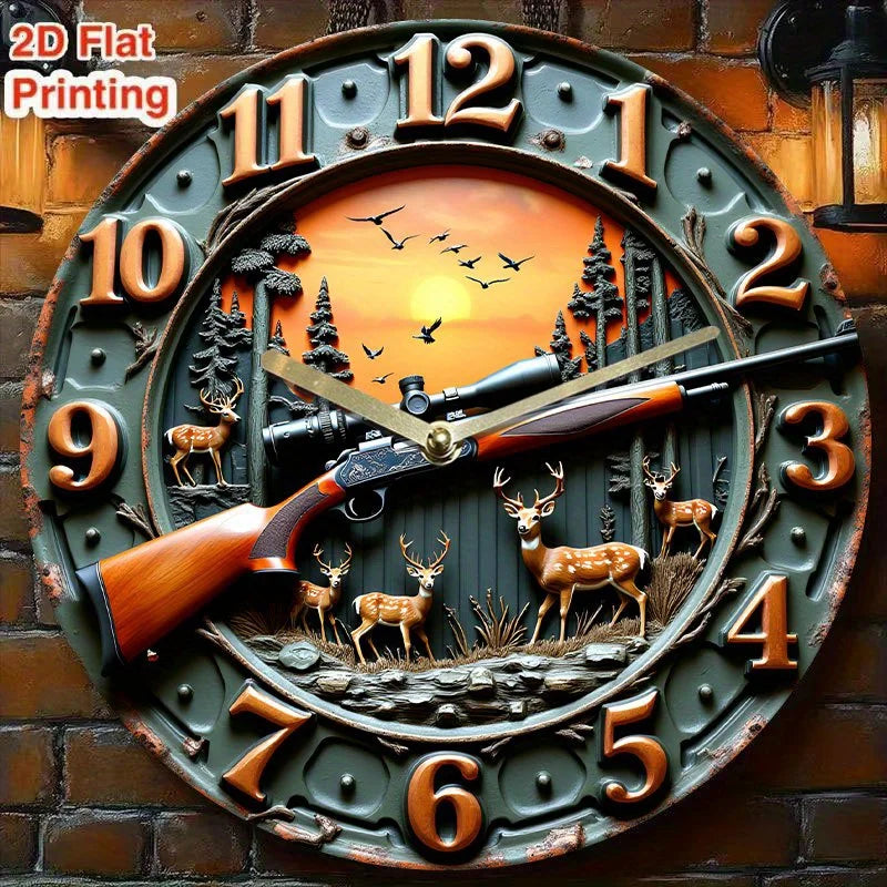 Horloge Mural Cabine Rustique Chasse Silencieuse Vintage