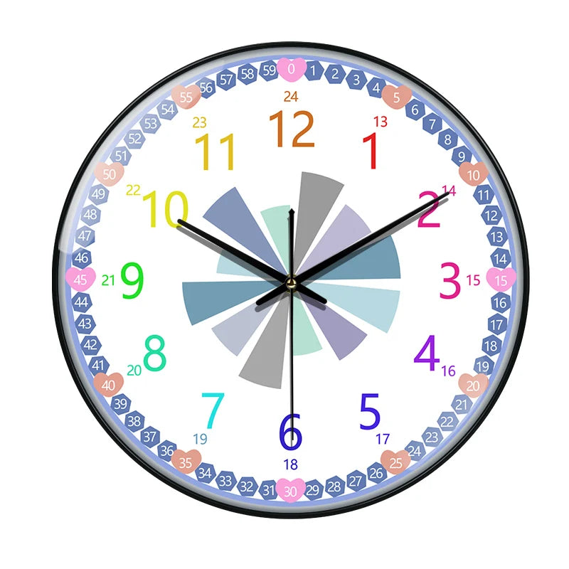 Horloge Murale Éducative Cartoon Colorée pour Enfants