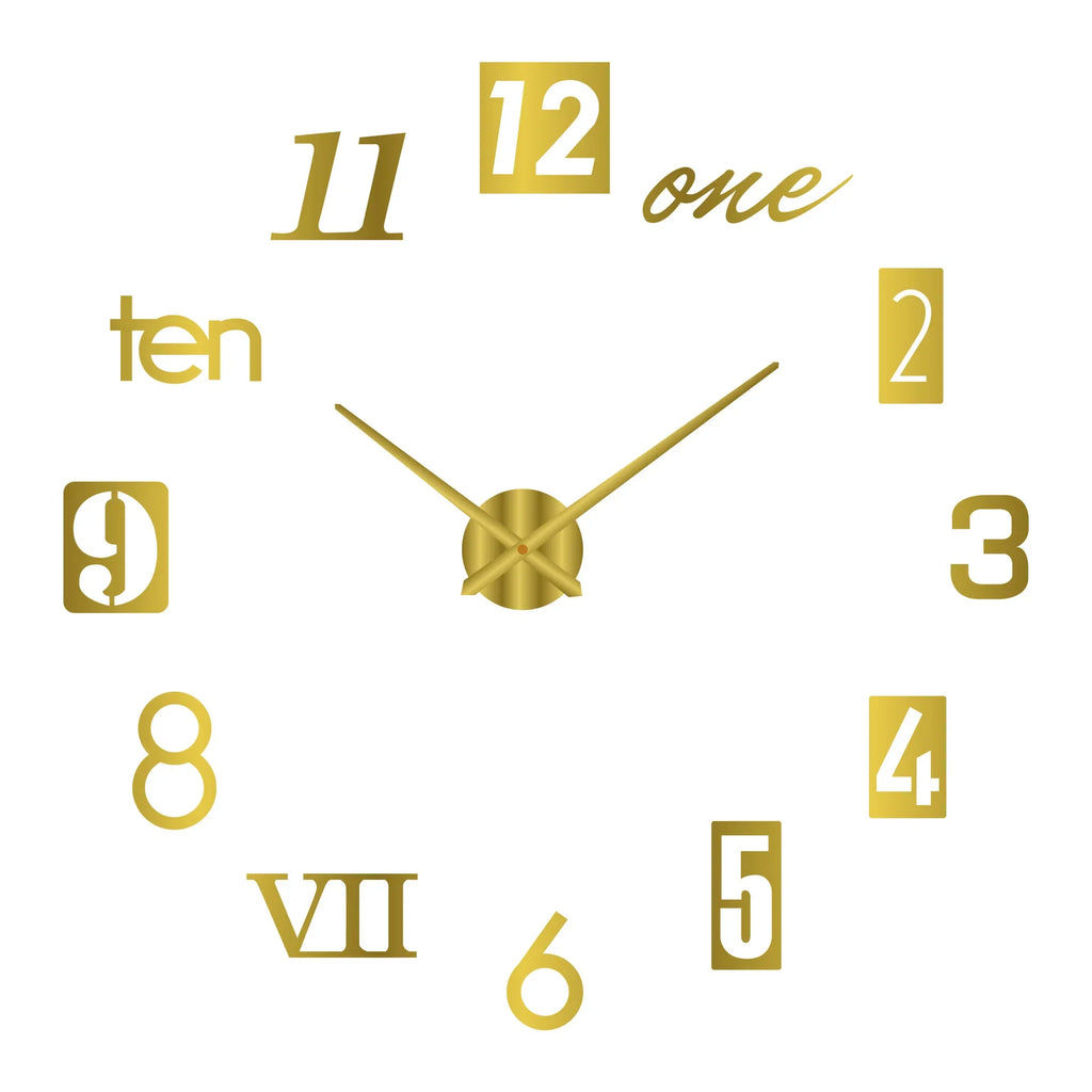 Horloge Mural Grande 3D Lumineuse Silencieuse DIY Salon