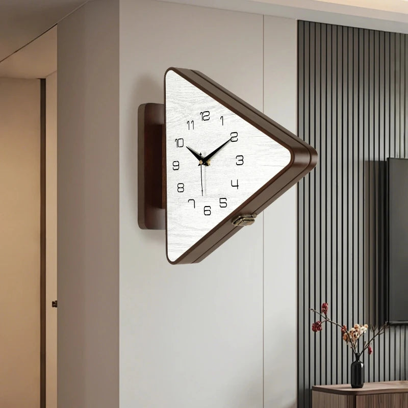 Horloge Mural Triangle Double Face Moderne Silencieuse Salon