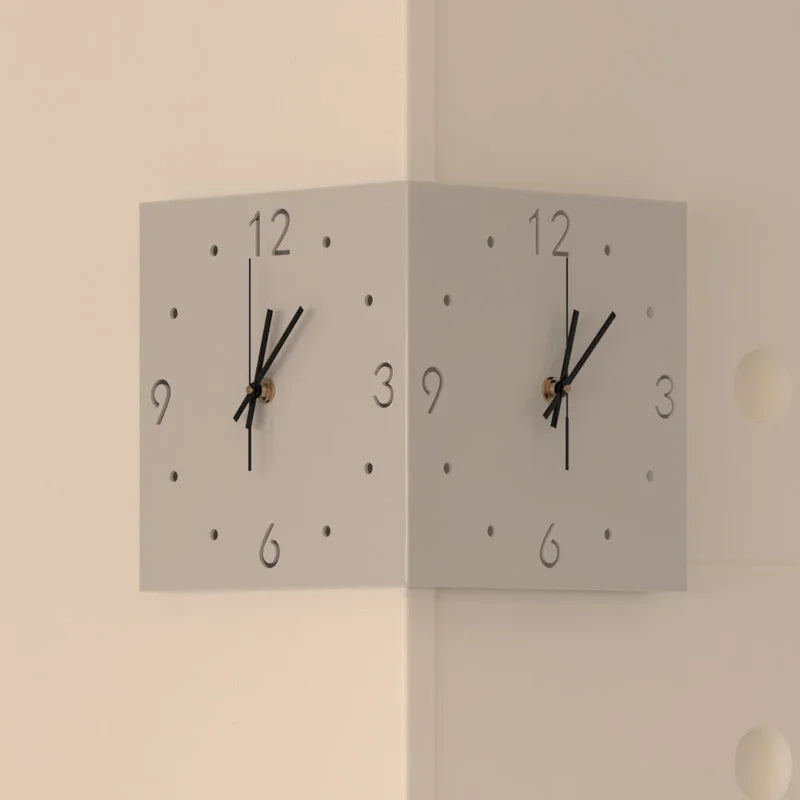 Horloge Mural d'Angle Double-Face Minimaliste Silencieuse