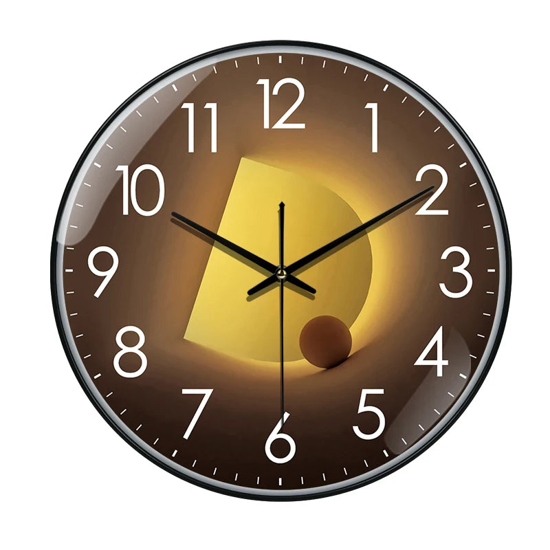 Horloge Mural Ronde Lumineuse Moderne Silencieuse Design