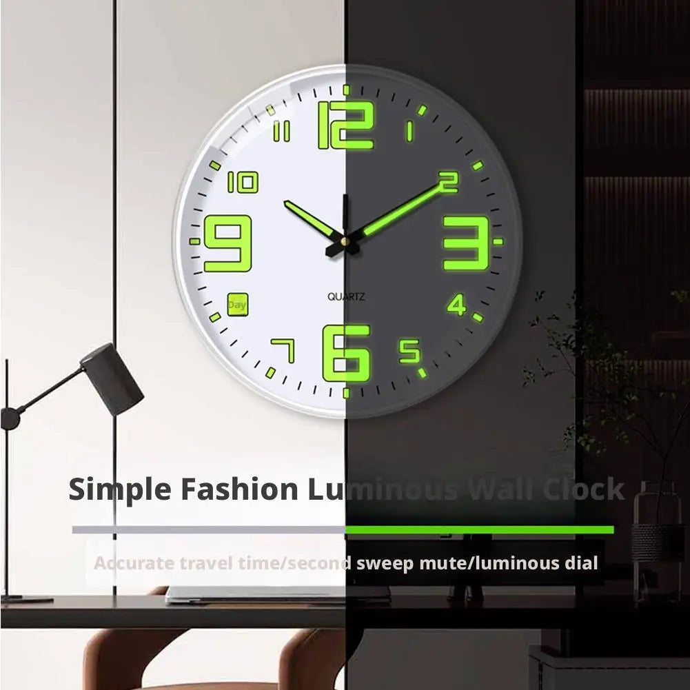 Horloge Mural Lumineuse Silencieuse Grands Chiffres Cuisine Salon