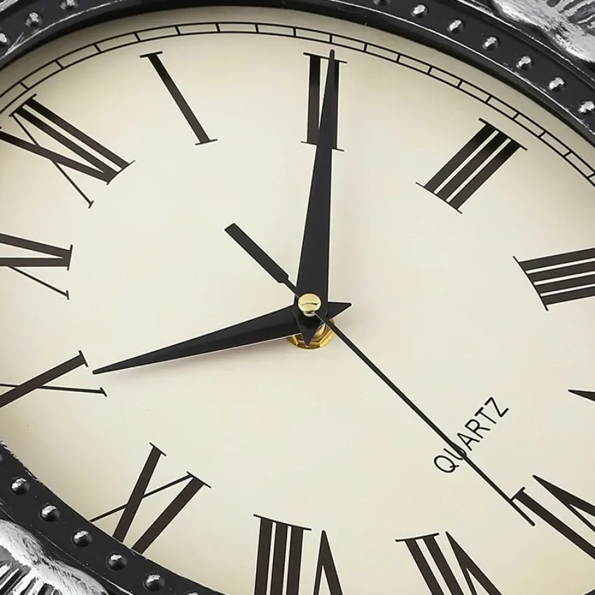 Horloge Mural Classique Vintage Chiffres Romains Or/Argent.