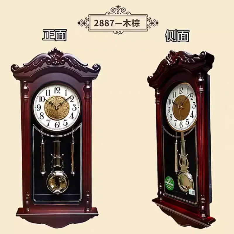 Horloge Mural Vintage Bois Pendule Silencieuse