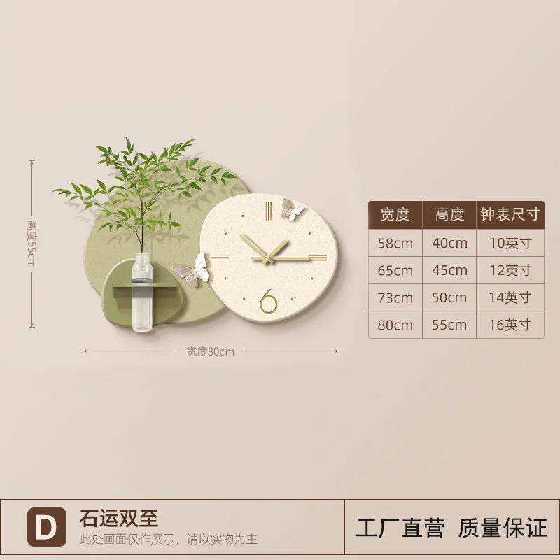 Horloge Murale Tableau Décoratif Plantes Hydroponiques Salon Salle Manger