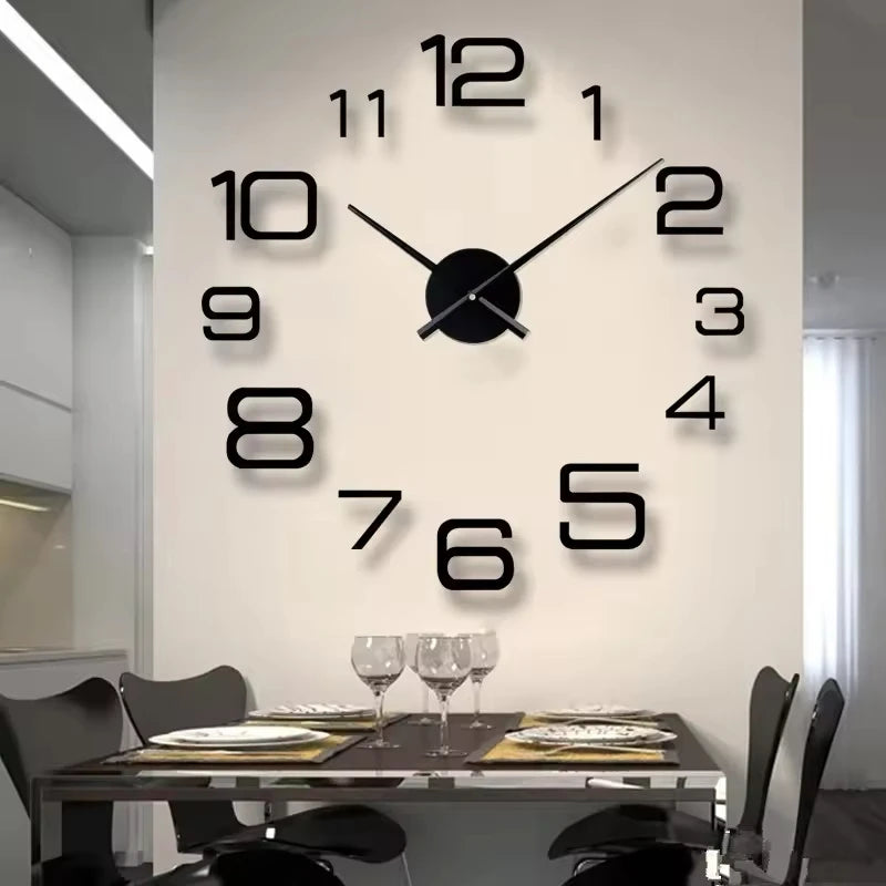 Horloge Mural 3D Lumineuse Silencieuse DIY Moderne