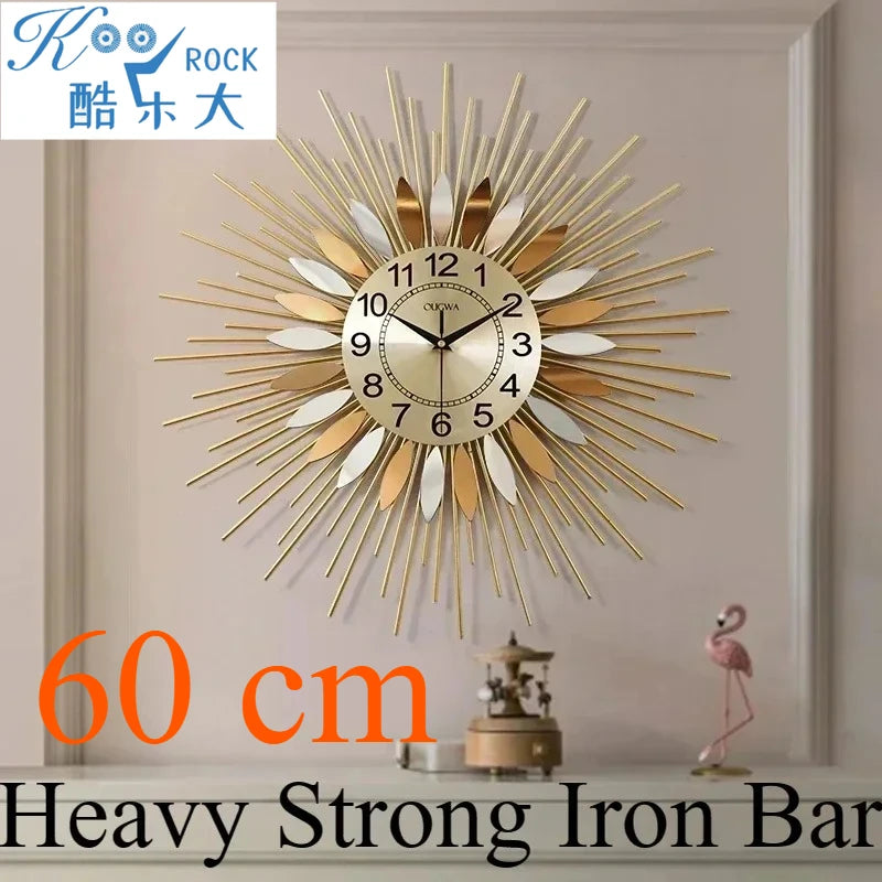 Horloge Murale Soleil Doré Flammes Espoir Prospérité