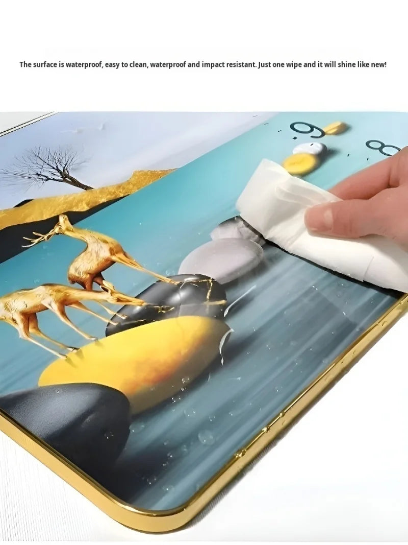 Horloge Mural Rectangulaire Chanceuse Porcelaine Cristal Calendrier