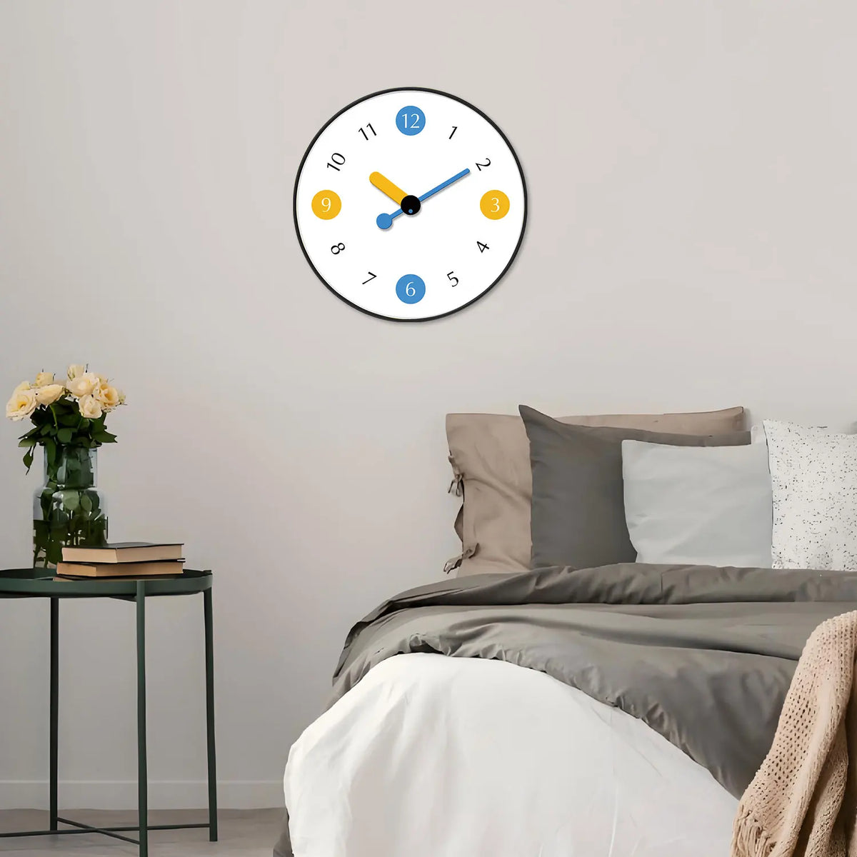 Horloge Murale Silencieuse Colorée Simple Mignonne Ronde.