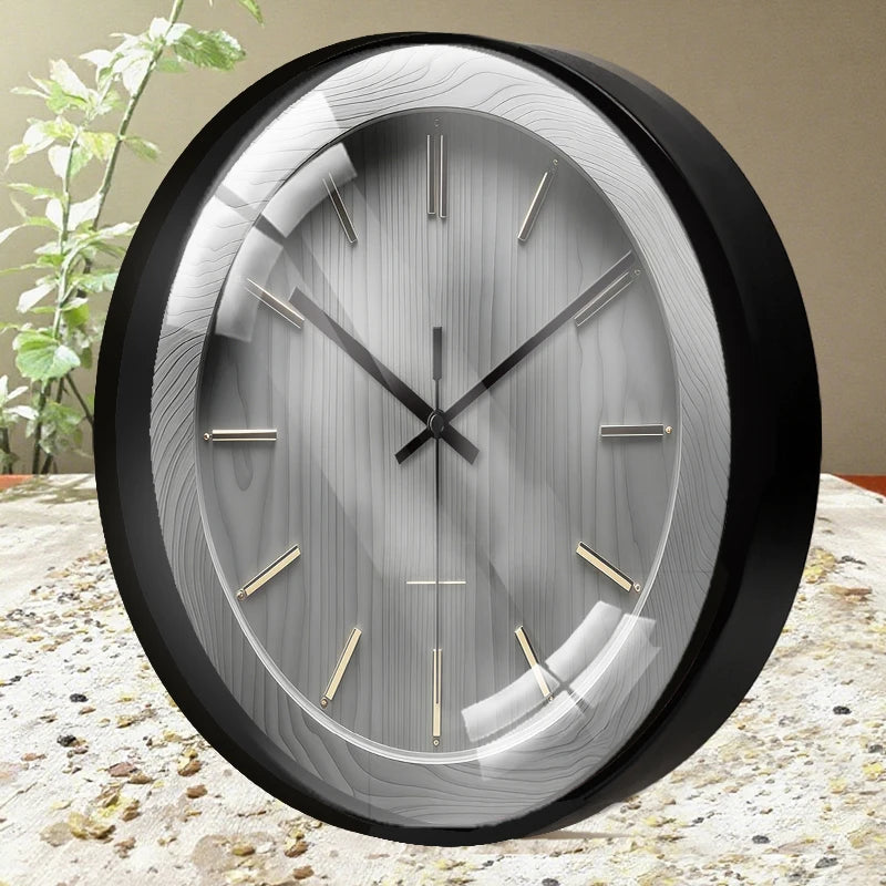 Horloge Mural Silencieuse Ronde Bois Gris Cartoon Enfant