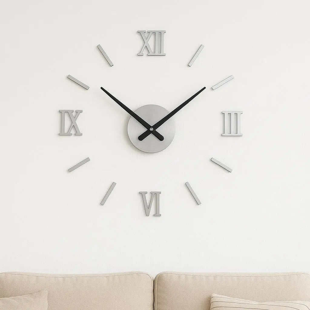 Horloge Murale Moderne 3D Acrylique Miroir Chiffres Romains