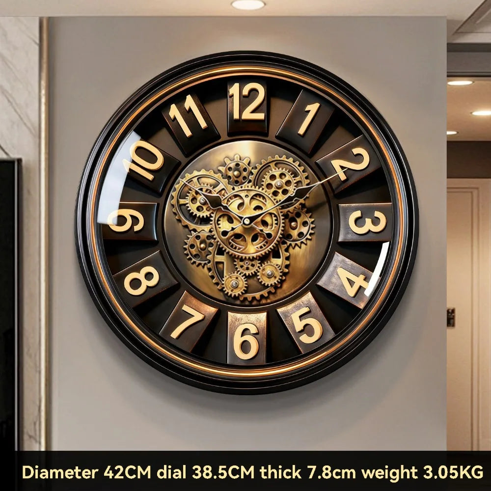 Horloge Murale Steampunk Engrenages Mobiles Industrielle Géante