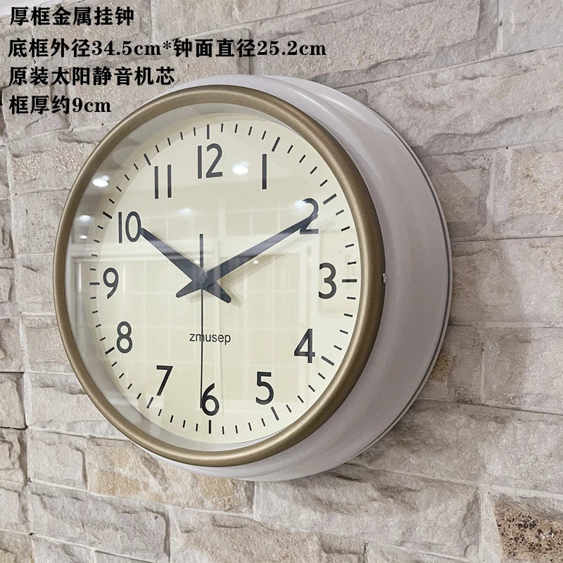 Horloge Mural Métal Vintage Vert Olive Silencieuse