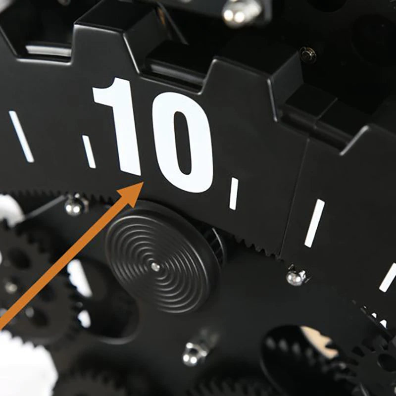 Horloge Mural Engrenages Métal Noir Silencieuse Industrielle Moderne.