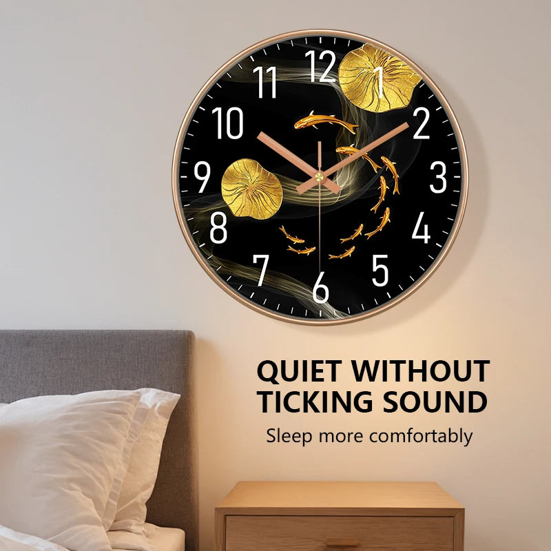 Horloge Mural Poisson Luxe Moderne Quartz Décoration