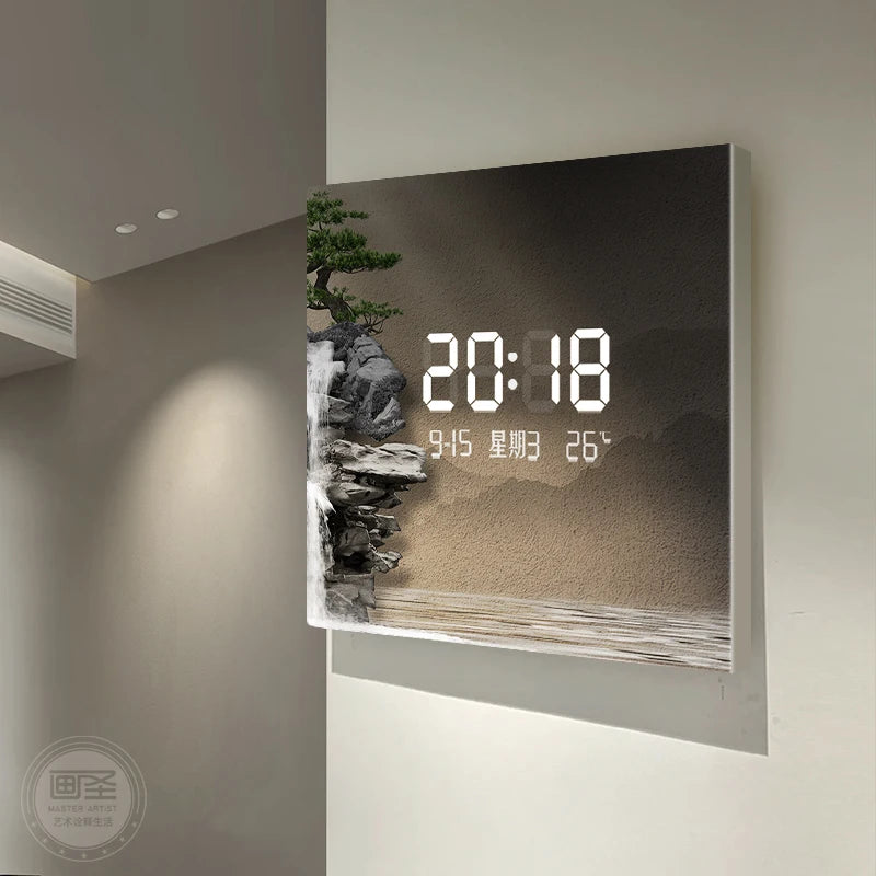 Horloge Mural Digitale LED Double Face d'Angle Moderne