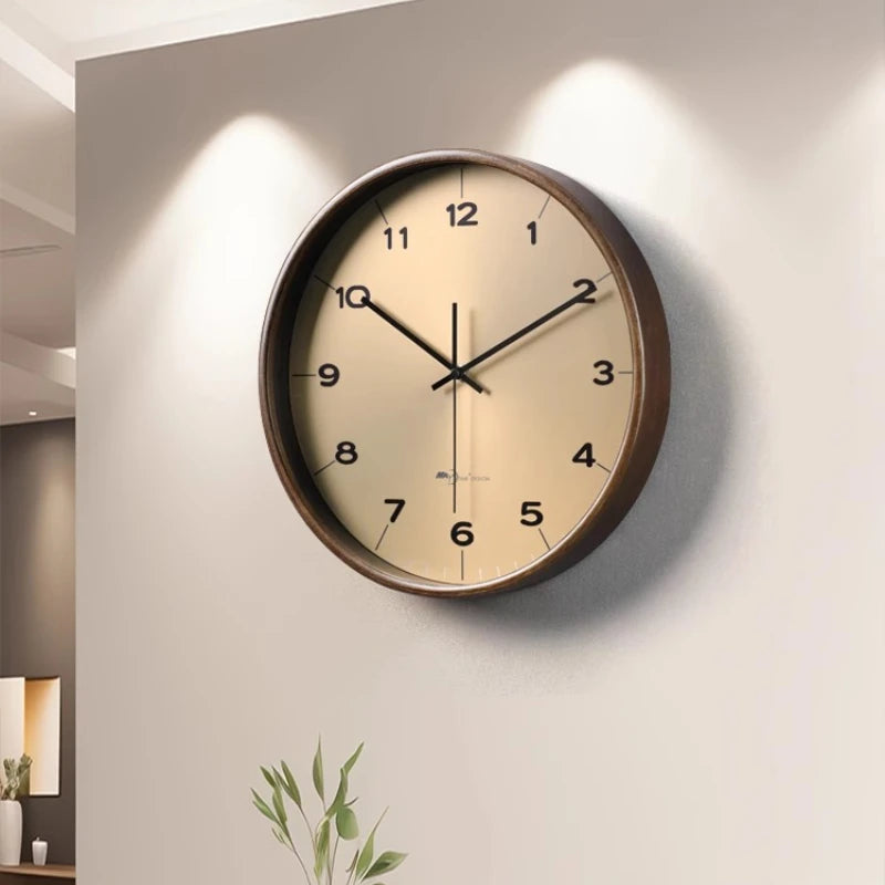 Horloge Mural Moderne Luxe Bois Massif Décor Salon