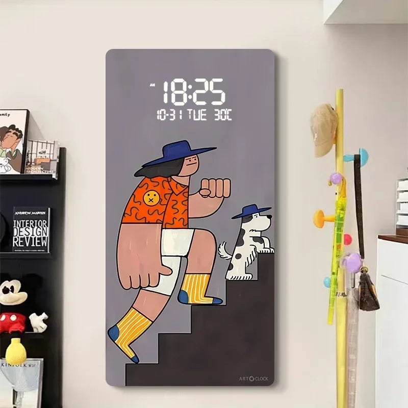 Horloge Mural Grande Luxe, Quartz, Dessin Animé Numérique.