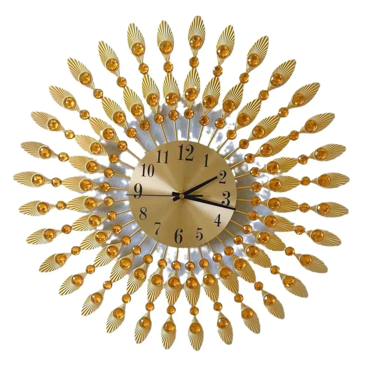 Horloge Murale Ronde Dorée Silencieuse Métal Design