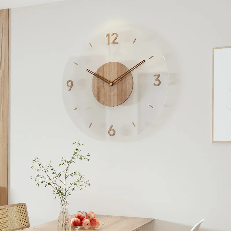 Horloge Murale Bois Massif Silencieuse Design Nordique Salon Luxe