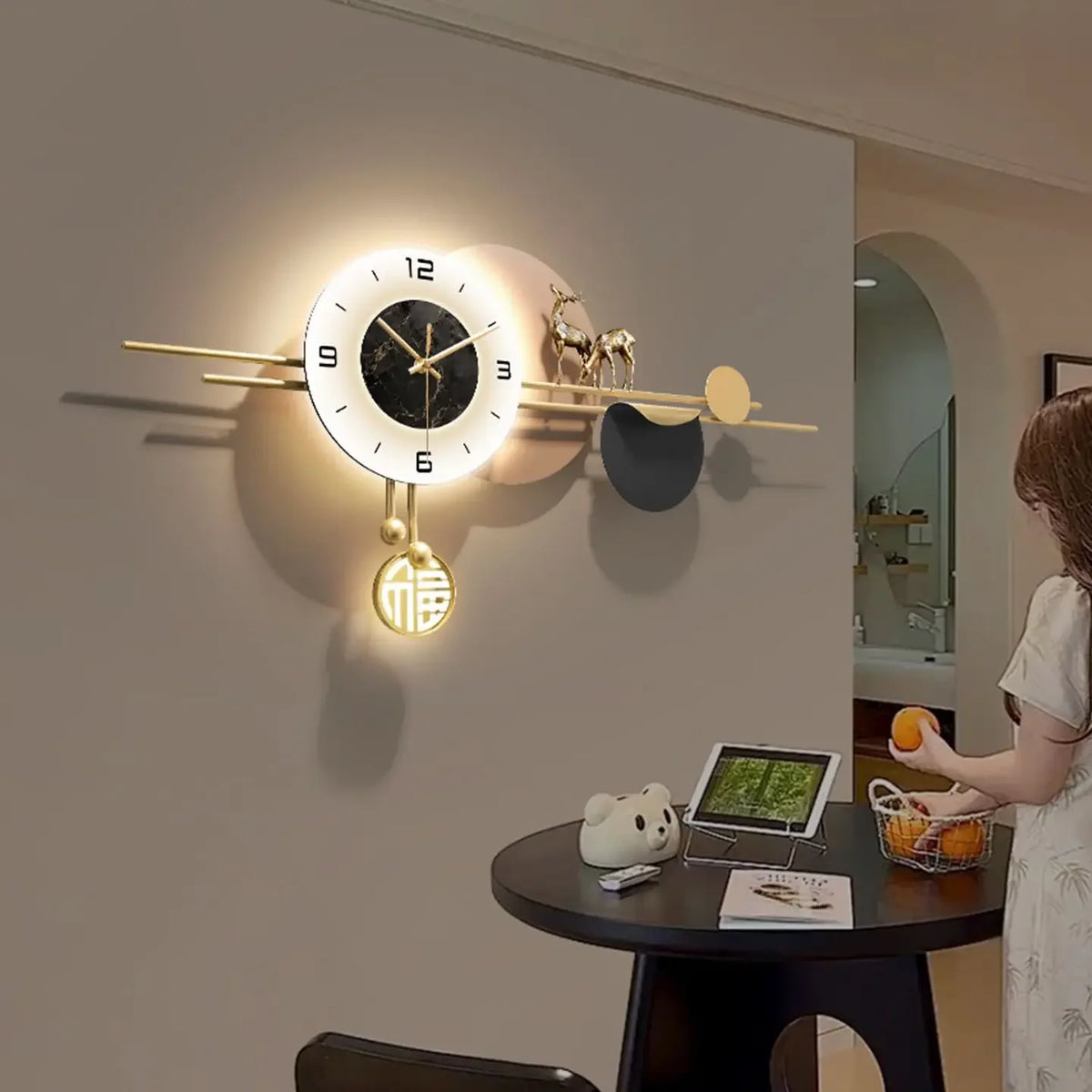 Horloge Mural Luxe Créative Silencieuse Salon Haut Gamme