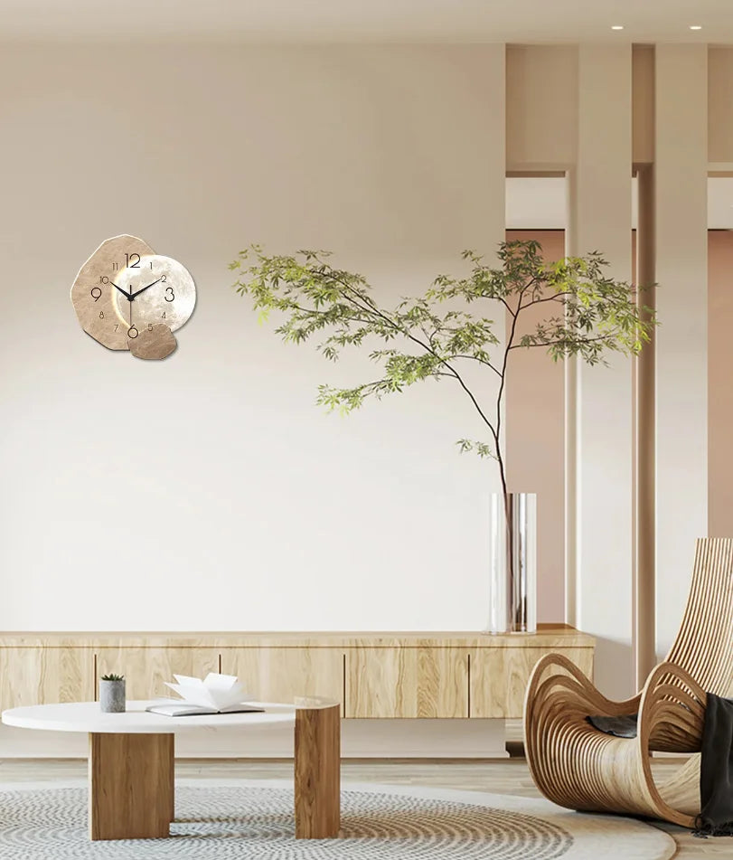 Horloge Mural Design Lune Silencieuse Bois Moderne