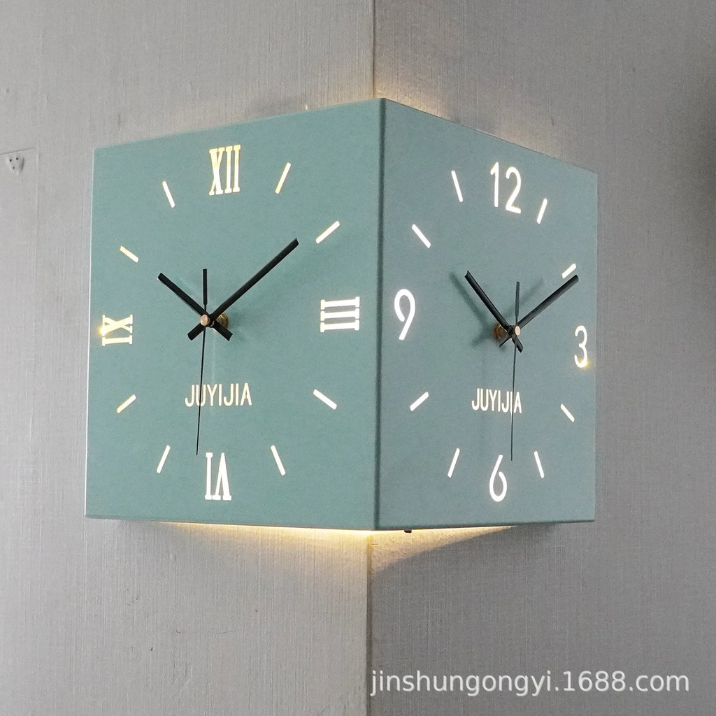 Horloge Mural Métal Double Face Silencieuse Design