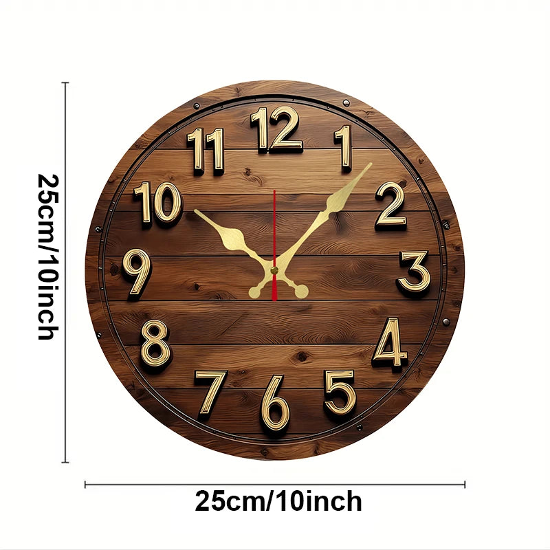Horloge Mural Ronde Silencieuse en Bois Design