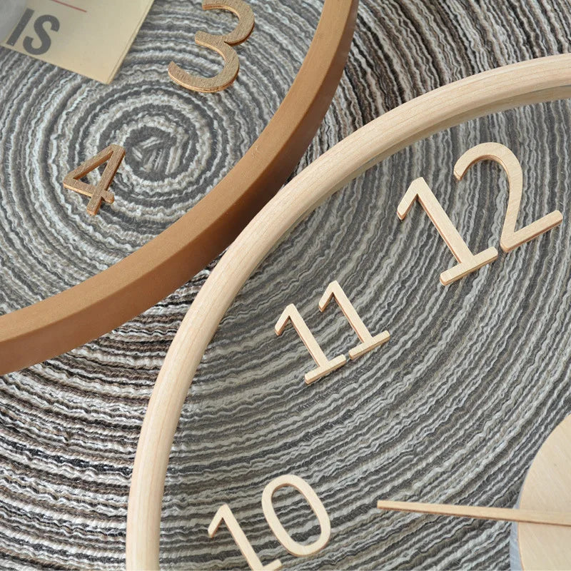 Horloge Murale Bois Massif Verre Luxe Nordique Design