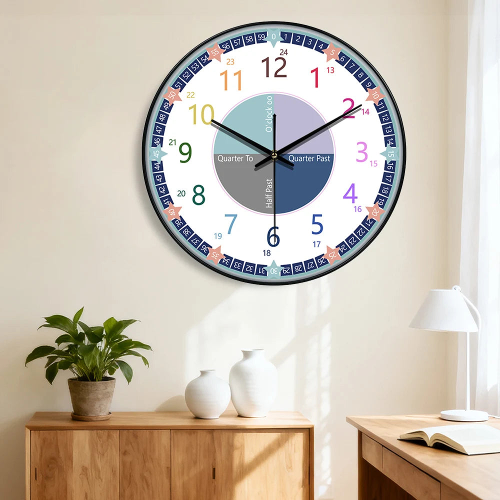 Horloge Mural Éducative Enfant Cartoon Colorée Ludique